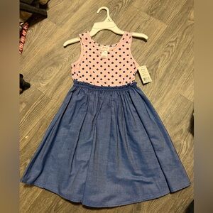 Pinky Polka Dot Pink and Navy Kids Dress